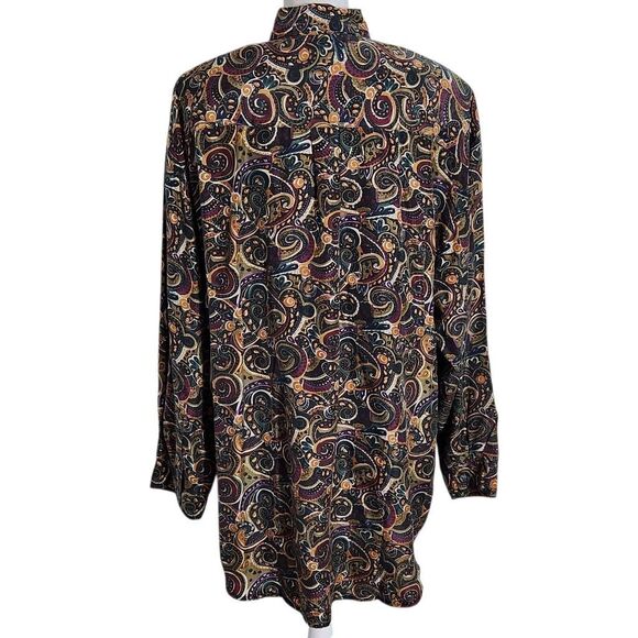 Jane Ashley Multi-Color Paisley Silk Button Down Blouse NWT Size Large - Picture 2 of 10